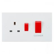 ML Knightsbridge SN8333 Square Edge White DP 45A Switch with 13A Socket Cooker Control Unit