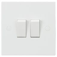 MLA Knightsbridge SN3000 Square Edge White Plastic 2 Gang 2 Way Plate Light Switch 10A