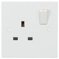 MLA Knightsbridge SN7000 Square Edge White Plastic 1 Gang Double Pole Switched Socket 13A