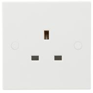 ML Knightsbridge SN7000U Square Edge White Plastic Unswitched Double Pole 1 Gang Socket 13A