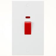 ML Knightsbridge SN8332N Square Edge White 2G Size Double Pole Cooker Switch with Neon 45A