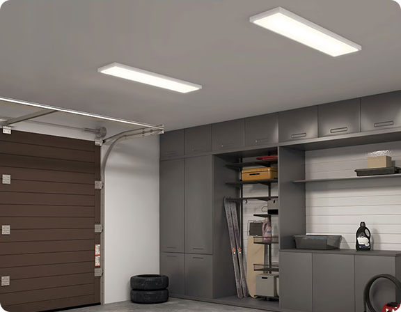 image of modern domestic garage using led panels for brighter illumination